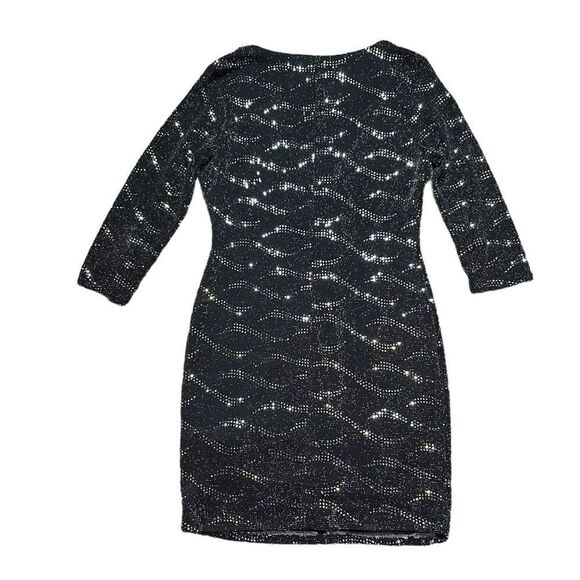 Sparkly Embellished Black Bodycon Dress Size Large - Picture 3 of 10